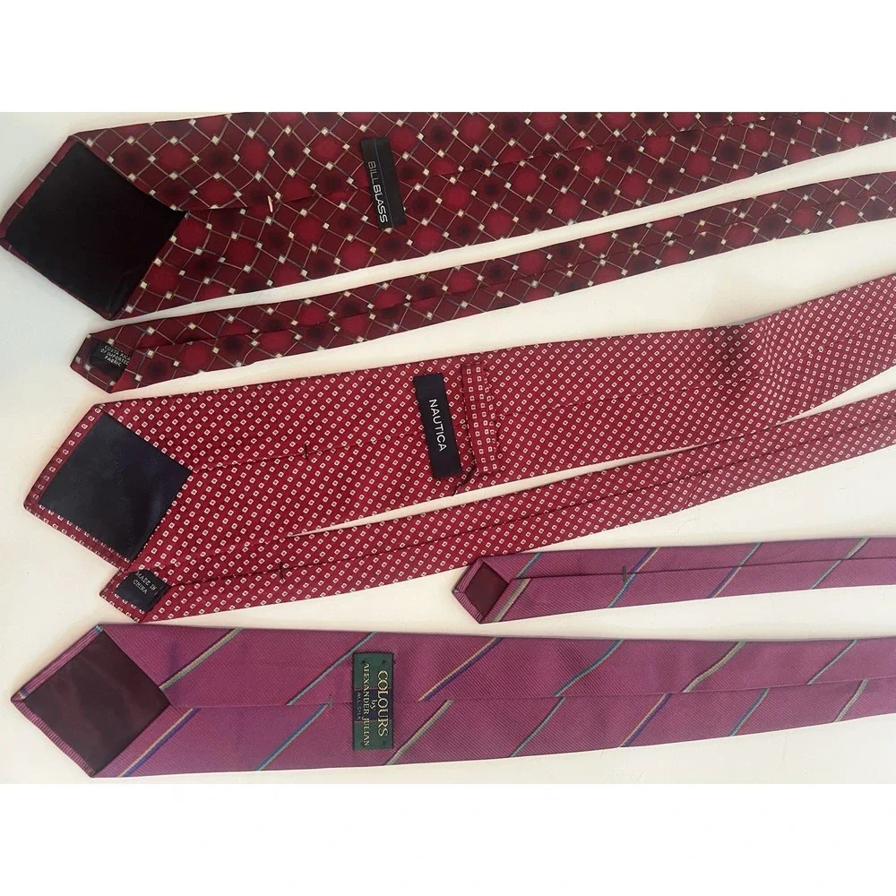 Colours Nautica Bill Blass Red Pink White Men's Geometric‎ Tie Lot
